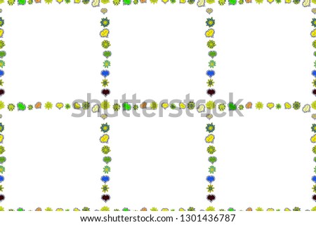 Raster Background seamless pattern with hand drawn Frame doodle. Seamless pattern. Doodles frame consists of yellow, green and white border.