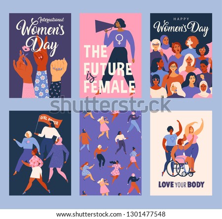 International Women's Day. Vector templates for card, poster, flyer and other users. Royalty-Free Stock Photo #1301477548
