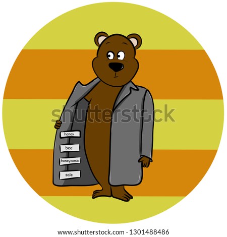 Bear in a cloak offers to buy honey.
