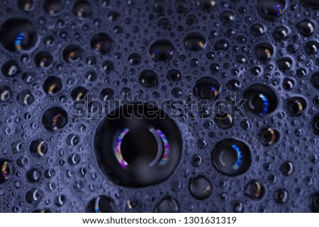 Macro photography of soap bubbles in water