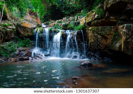 Waterfall the botanical garden in the National Park of Phong Nha Ke Bang, Vietnam. relaxing atmosphere.