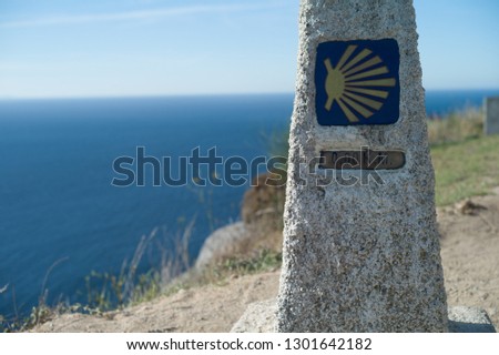 The km 0 in Finisterre at the end of the way for Santiago of Compostela