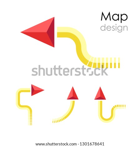 Direction arrow map element, gps pointer illustration, flat design