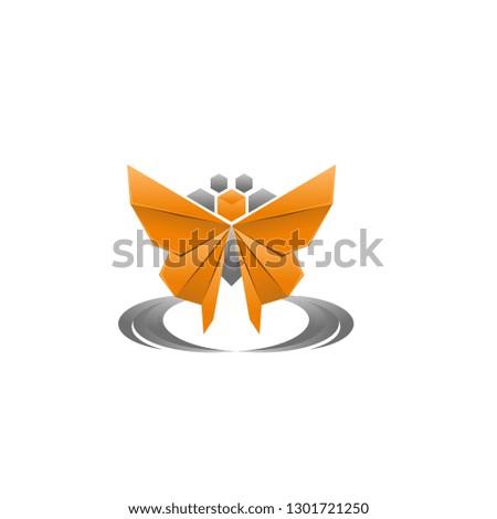 Butterfly Origami Logo Vector