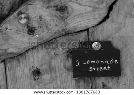 Tiny Fairy Door at 1 Lemonade Street, black & white shot