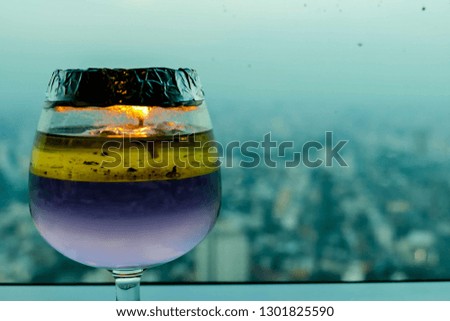 glass of water on deck of cruise ship, digital photo picture as a background