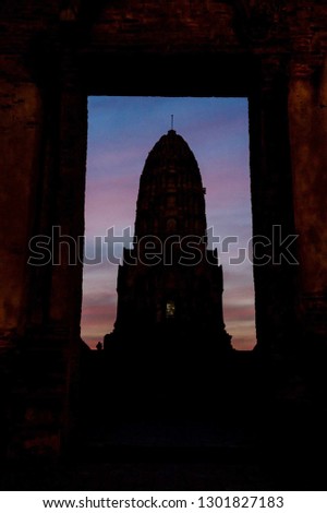 Beautiful photo of Ayutthaya Wat Temple ruin taken in thailand