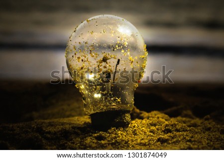 Bulb on night beach