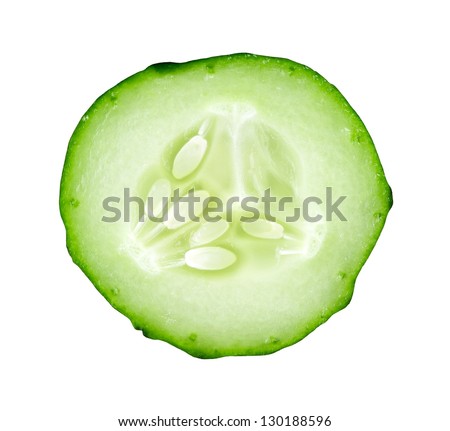Fresh slice cucumber on white background Royalty-Free Stock Photo #130188596