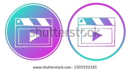 Vector Illustration of Film Movie with Gradient Circle Blue and Violet. Logo, Sticker and Icon for Graphic Design. 