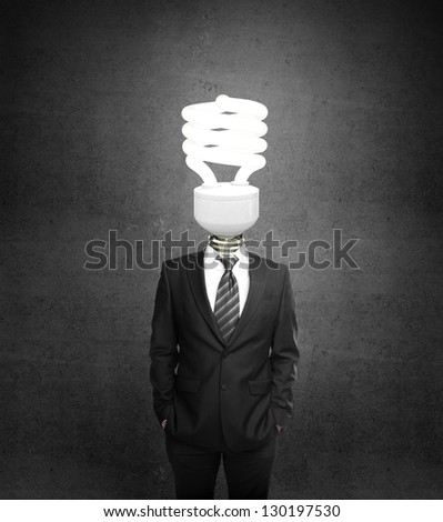 man standing with lighbulb in head