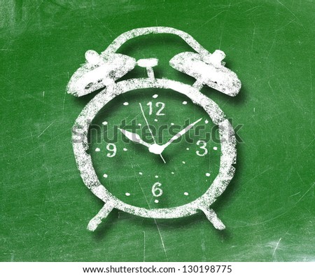 alarm clock on blackboard