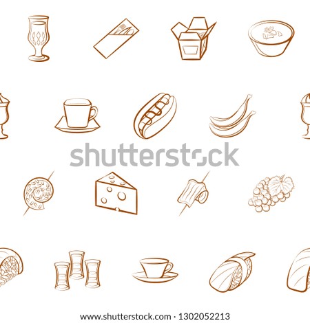Food images. Background for printing, design, web. Seamless. Binary color.