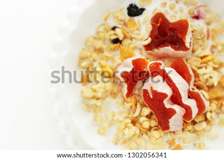 Dried Japanese dried persimmon and cereal for healthy breakfast image