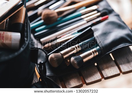 A varitety of make up brushes