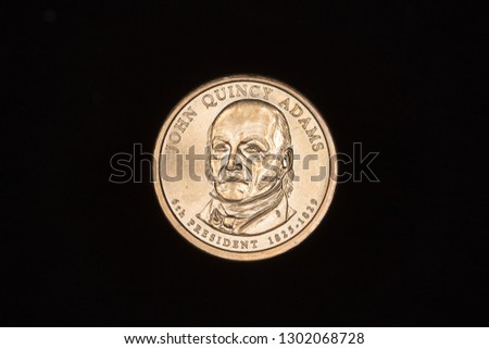 John Quincy Adams Presidential $1 Coin, obverse Royalty-Free Stock Photo #1302068728