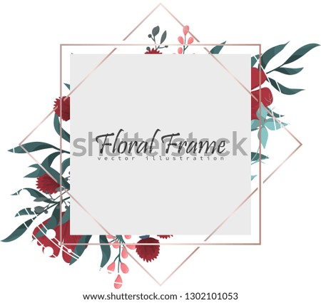 Greeting card with flowers, watercolor. Banner template. Vector frame