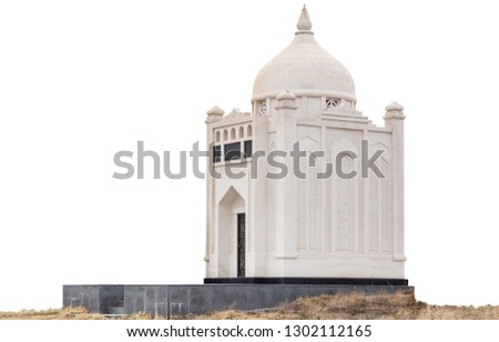 Ancient Muslim mausoleum on a white background
