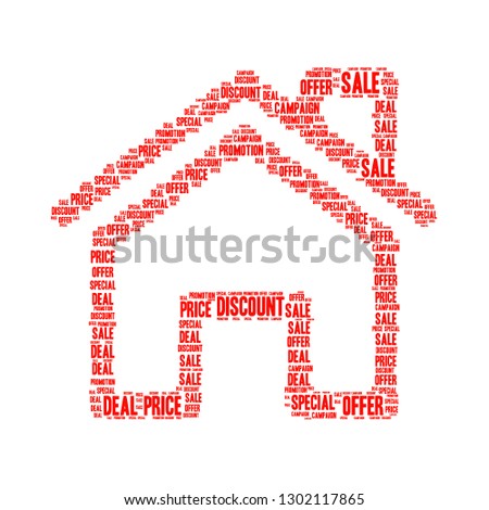 Sale word cloud in home icon, vector file for EPS10