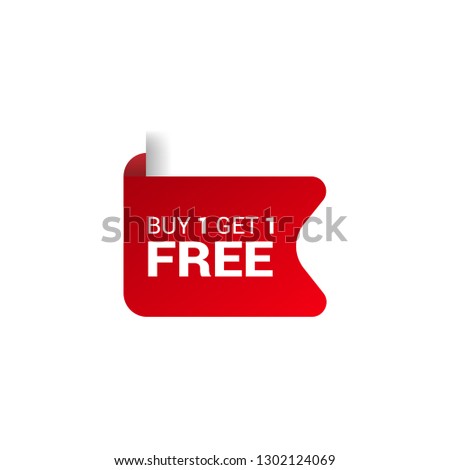 Buy 1 Get 1 Free,red sale tag, banner,sticker,label. Designed for your web site design, logo, app, UI