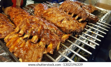 Barbecue pork in Thailand market.