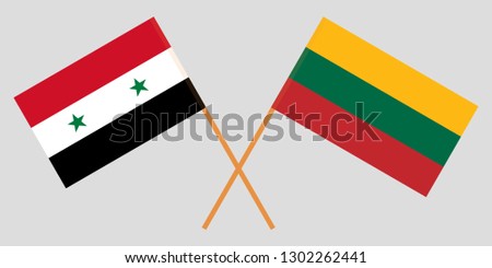 Lithuania and Syria. The Lithuanian and Syrian flags. Official colors. Correct proportion. Vector illustration