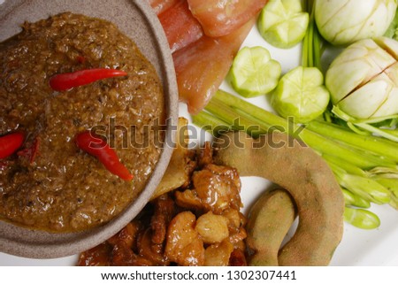 Spicy shrimp paste sauce vegetables  food