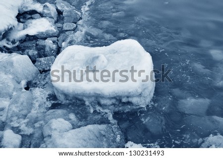 The sea ice and rock