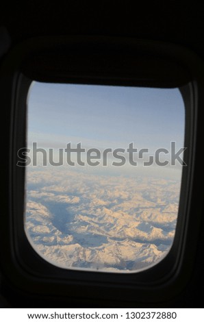 Mountain view from an airplane window