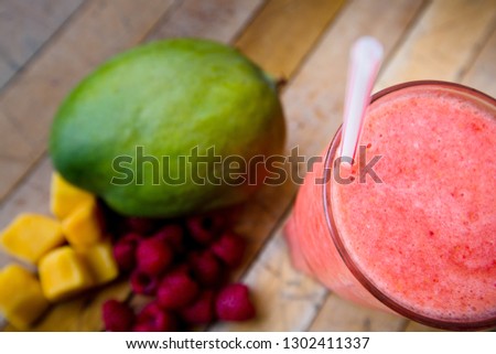 mango and raspberry fruit smoothie
