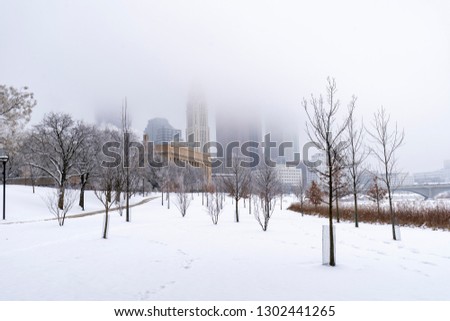 Downtown Columbus Ohio in Winter Fog