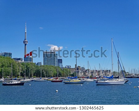 Toronto waterfront and marina on Lake Ontario near Coronation Park