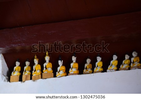 Many Buddha images are arranged in rows