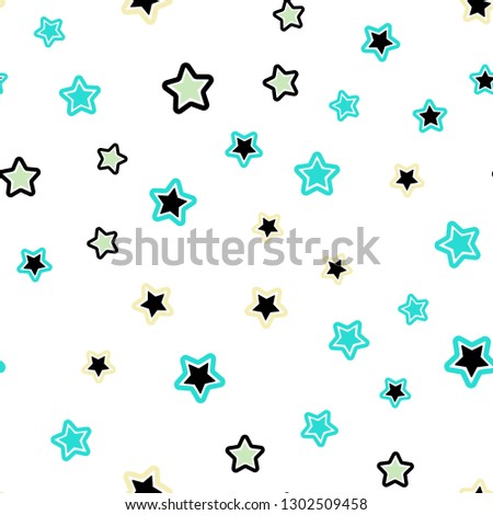 Light Blue, Green vector seamless texture with beautiful stars. Modern geometrical abstract illustration with stars. Pattern for design of fabric, wallpapers.