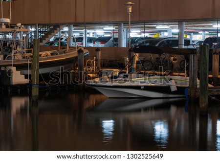 Modern Boats at Night, Miami, FL