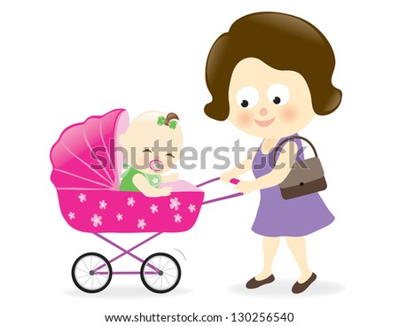 Woman with baby carriage - Jpeg