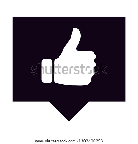 white thumb up symbol inside black square rectangle rectangular speech bubble