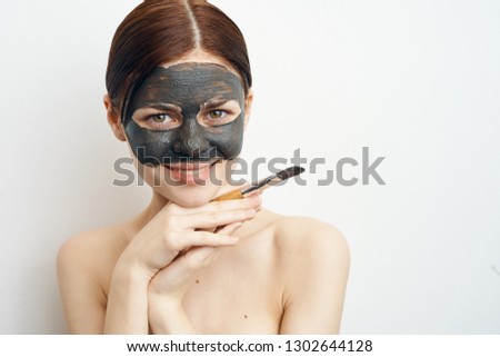 cute woman in clay mask smiling portrait fresh skin care