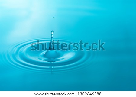 Close-up blue water drops isolated on white background.