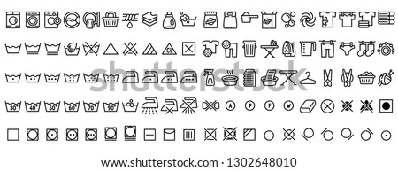 Laundry icons set. Outline set of laundry vector icons for web design isolated on white background Royalty-Free Stock Photo #1302648010