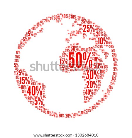 Sale word cloud in world shape, vector file for EPS10