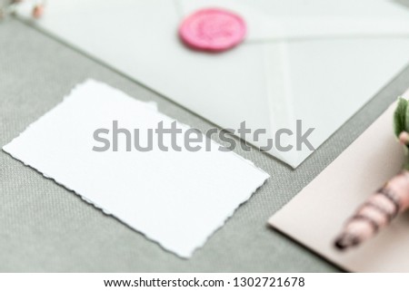 Workspace. Wedding invitation cards.The layout for text or photos. mockup