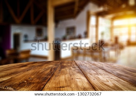 desk of free space and blurrred background of window 
