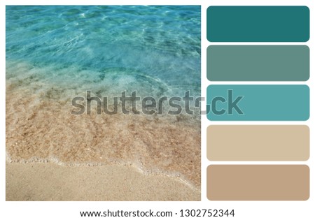 Picturesque view of beautiful seashore. Color palette