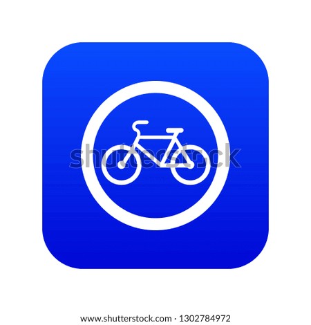 Travel by bicycle is prohibited traffic sign icon digital blue for any design isolated on white vector illustration