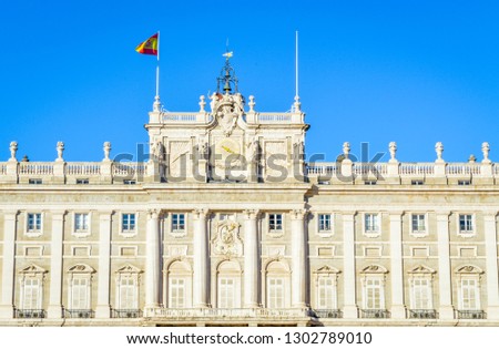 The Royal Palace (Palacio Real) in Madrid, Spain - the front facade