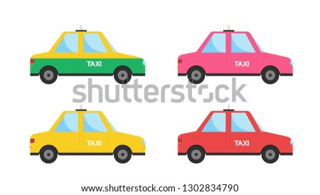 Taxi car vector set. cartoon vector. free space for text. wallpaper.