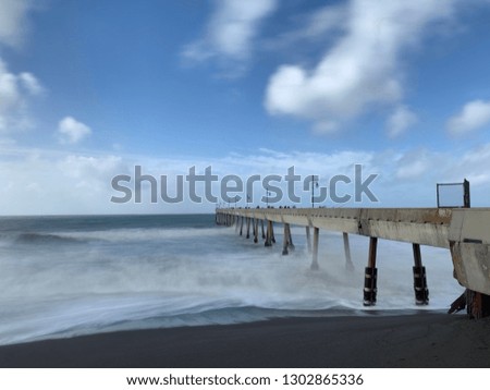 Beach pier sky long exposure
