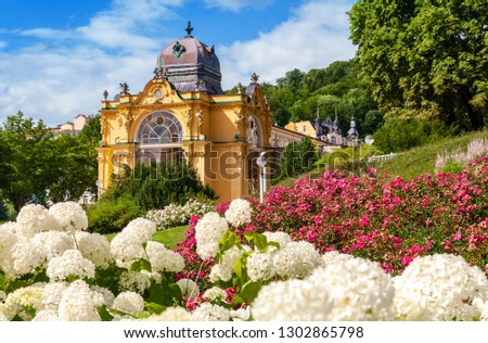 Romantic architecture of Bohemia. Marianske Lazne (Marienbad), Czech Republic Royalty-Free Stock Photo #1302865798