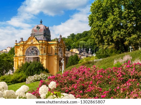Romantic architecture of Bohemia. Marianske Lazne (Marienbad), Czech Republic Royalty-Free Stock Photo #1302865807